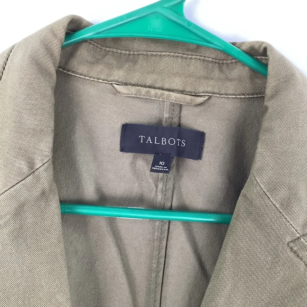 Talbots Casual Washed Women's Blazer size 10‎ olive color jacket
